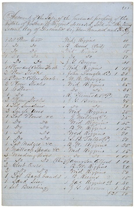 1860 Sale of Georgia Estate + Slaves