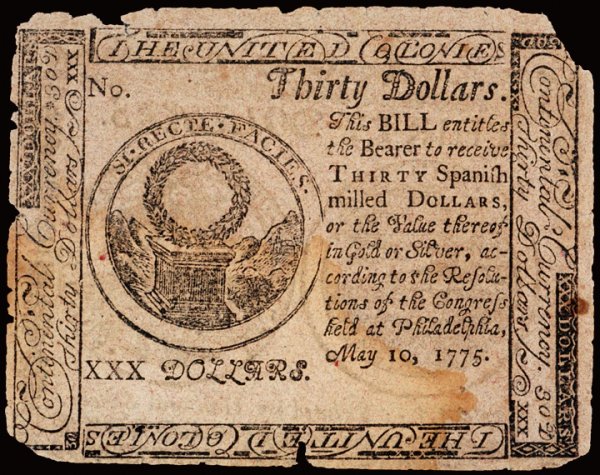 Colonial Currency, Continental, May 10, 1775, $30