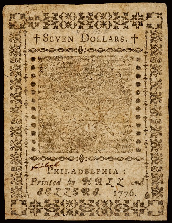Colonial Currency, Continental, Nov. 2, 1776, $7 - 2