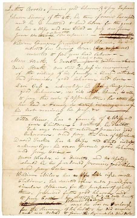 War of 1812 Account of American Deserters