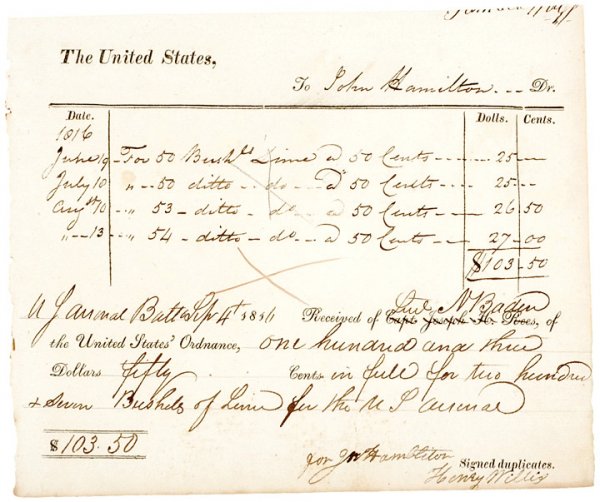 1816, Partially-printed Official Ships Receipt