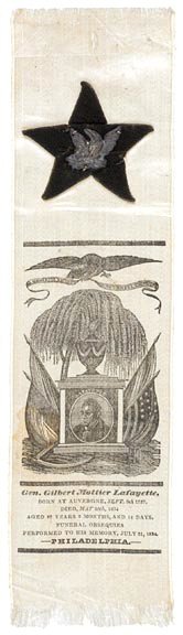 c. 1834, LAFAYETTE Mourning Ribbon