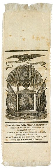 Rare Lafayette Silk Mourning Ribbon, c. 1834