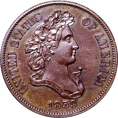 1859 Pattern Half Dollar. Judd-240. Copper. Proof