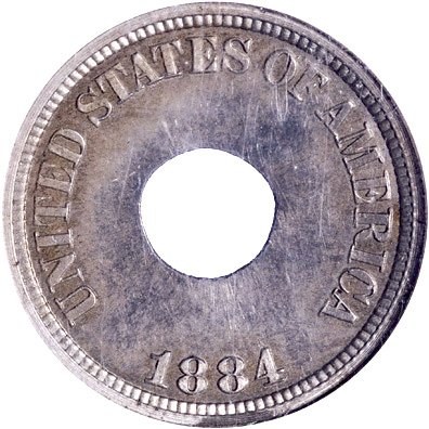 1884 Pattern 1¢ Judd-1721 Central Hole, Proof-65