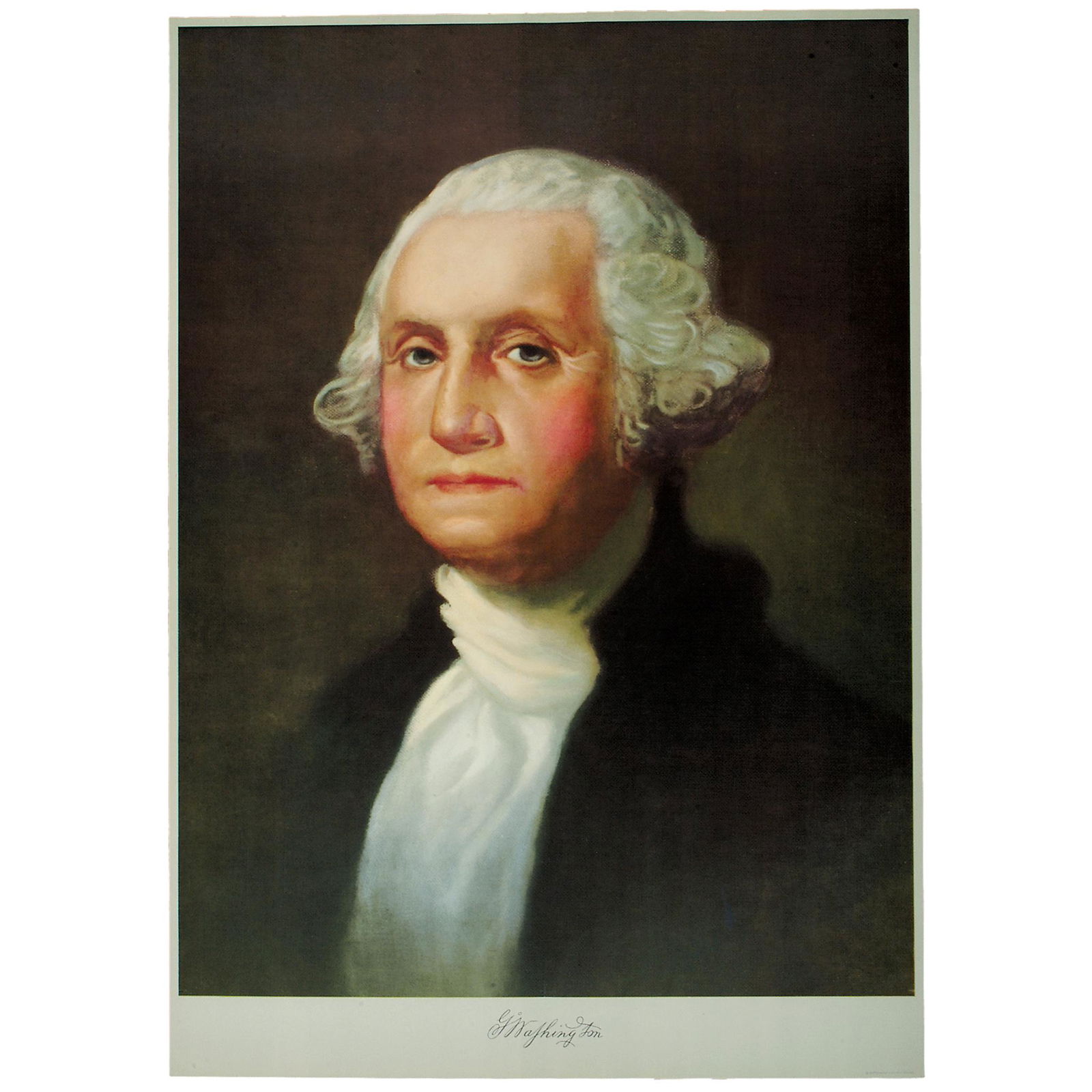 Great George Washington Color Lithograph of 1932: Washington Related 1932 "George Washington" Color Lithograph 1932, Color Lithograph of George Washington, After the Painting by Gilbert Stuart, Edwards & Deutsh Litho Co., Chicago, Illinois, Never Fol