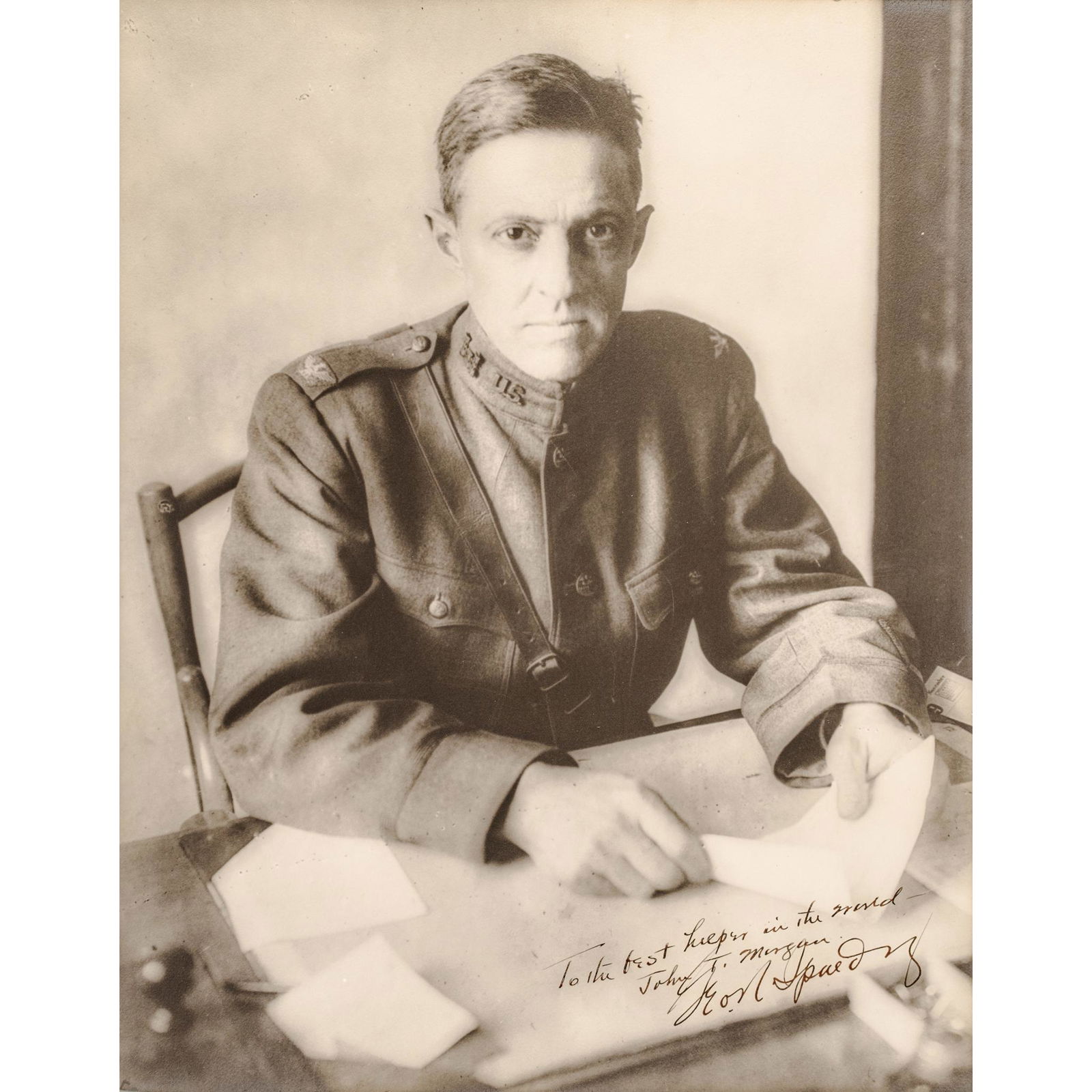 GEORGE REDFIELD SPAULDING Rare Signed Photograph: Autographs Rare George R. Spaulding Photograph Inscribed and Signed GEORGE REDFIELD SPAULDING (1877-1962). Important United States Army Brigadier General, Served in both World War I & II. c. 1931, Out