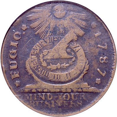 1787 Fugio Cent. Pointed Rays / STATES UNITED: Fugio CentsExtremely Rare 1787 Fugio Cent Newman 19-Z 1787 Fugio Cent. Pointed Rays / STATES UNITED. "Raised Rims" Variety. Newman 19-Z. NGC graded Very Fine-20 Brown. This example is slightly