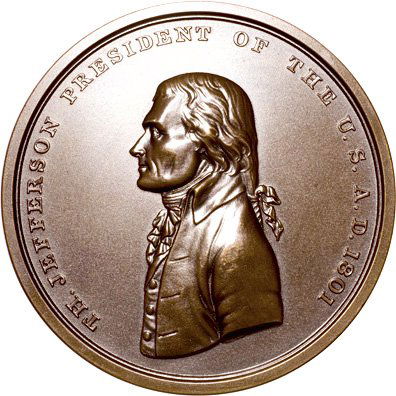Indian Peace Medal, 1801 Thomas Jefferson: Indian Peace MedalsImpressive Gem "Thomas Jefferson" Indian Peace Medal (1801) Thomas Jefferson Indian Peace Medal. Large Size. Struck in Bronze at the United States Mint in Philadelphia. NGC