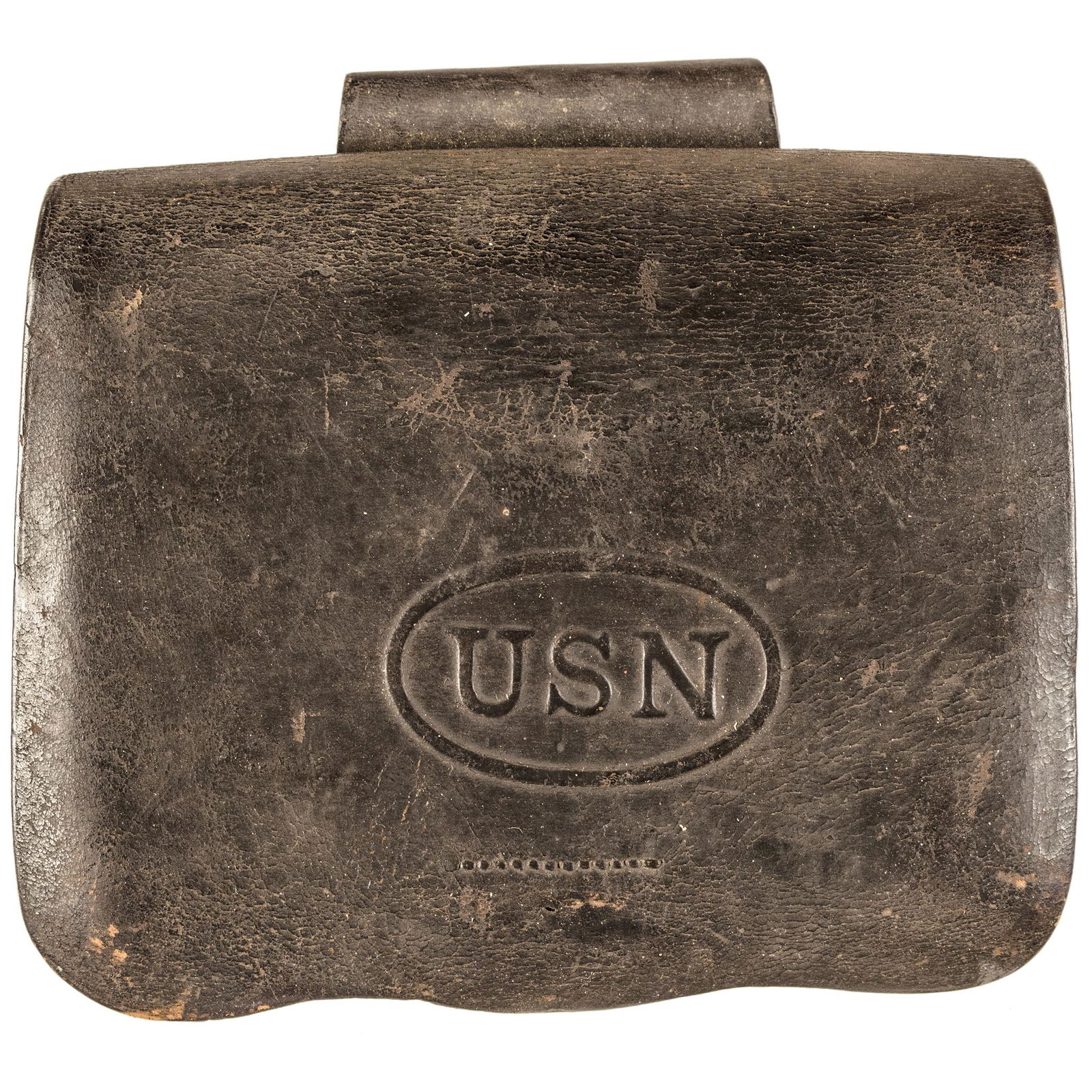 c 1860 Civil War Leather USN Musket Cartridge Box: Civil War Miscellaneous Civil War Period, Leather "USN" Musket Cartridge Box c. 1860-1865 Civil War Period, Leather "USN" Musket Cartridge Box, Very Fine. This Rare, Civil War Union Navy Musket Cartri