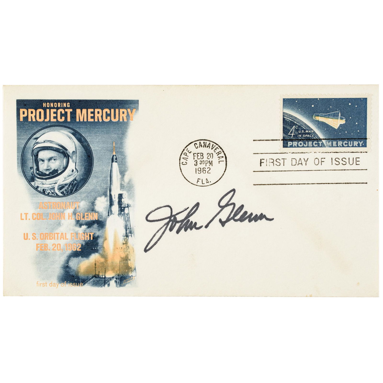 JOHN GLENN Signed Project Mercury First Day Cover (1 of 3)