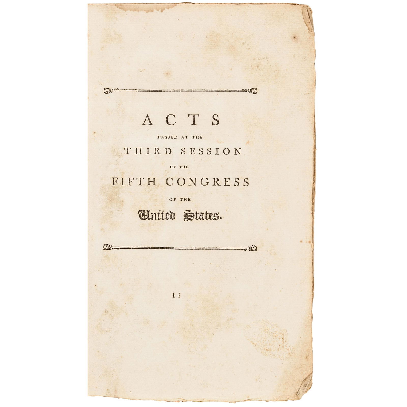 1799 Acts of the United States Congress Imprint (1 of 3)