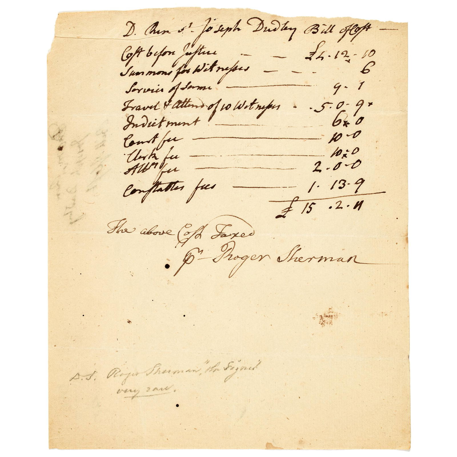 ROGER SHERMAN Signer, Autograph Document Signed (1 of 4)