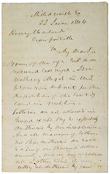 Alexander H. Stephens Signed Letter, 1866