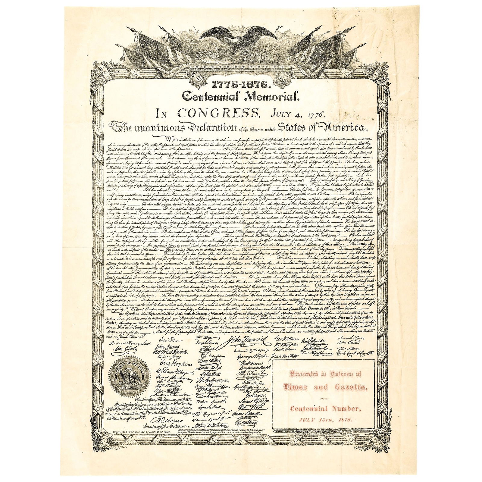 Declaration of Independence - Centennial Memorial (1 of 3)