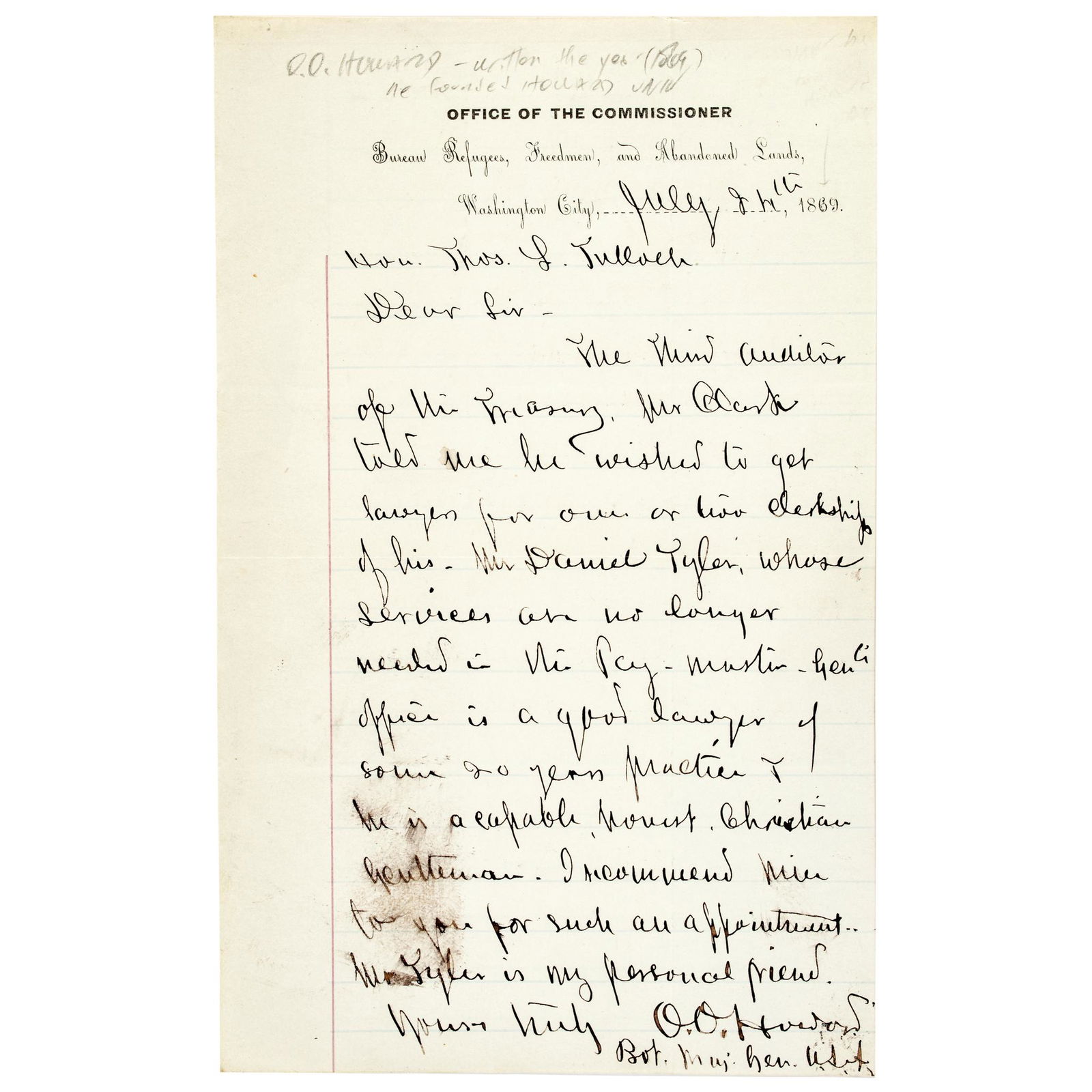 Gen. OLIVER OTIS HOWARD Autograph Letter Signed (1 of 3)