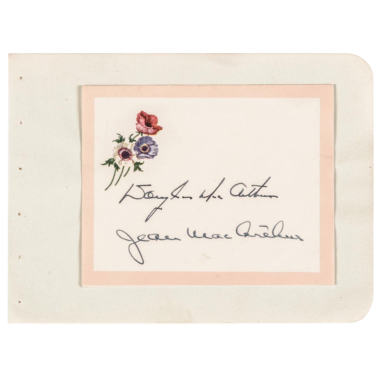 DOUGLAS + JEAN MACARTHUR Autographed Card Signed (1 of 3)