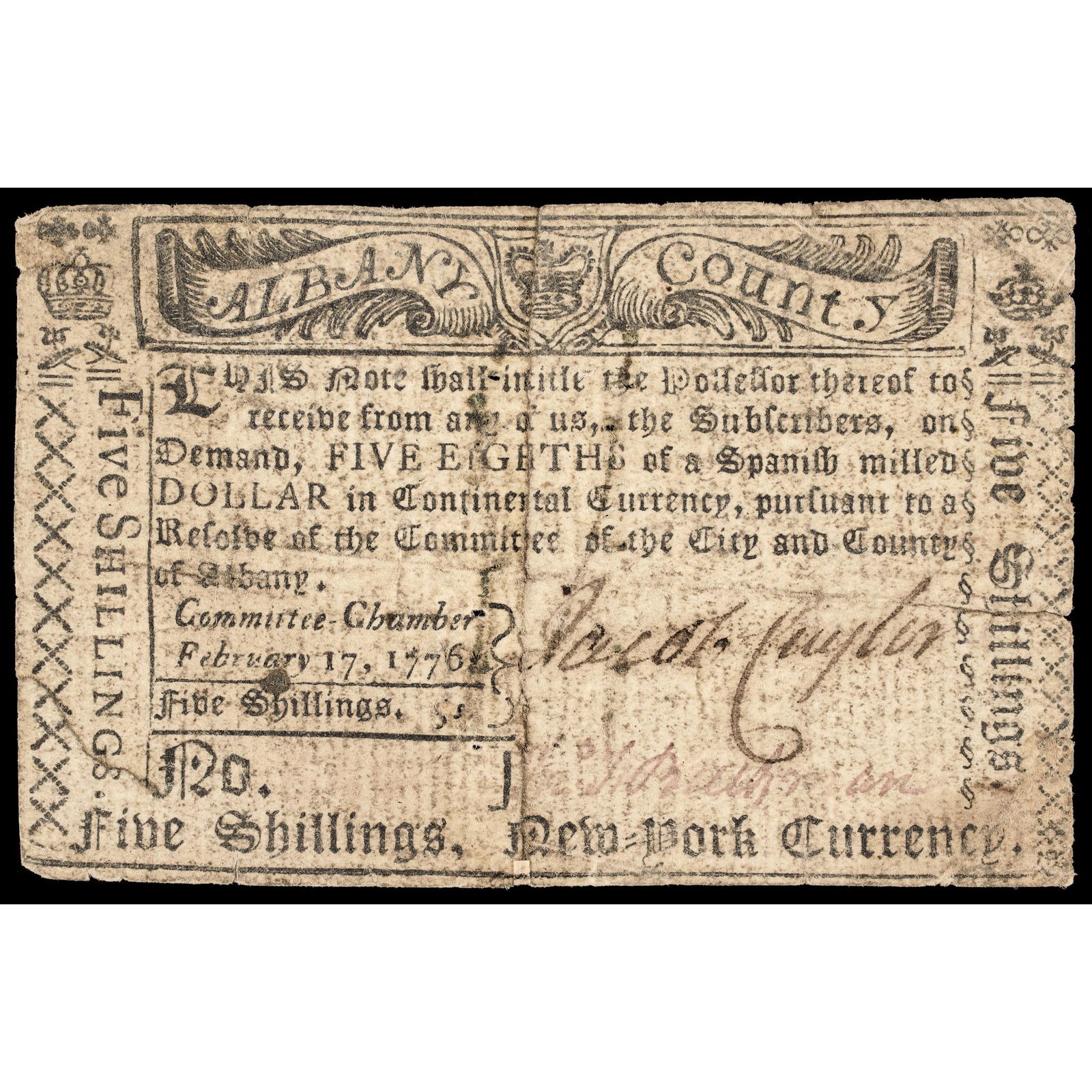 NY City of Albany 1776 5s in CONTINENTAL CURRENCY (1 of 6)