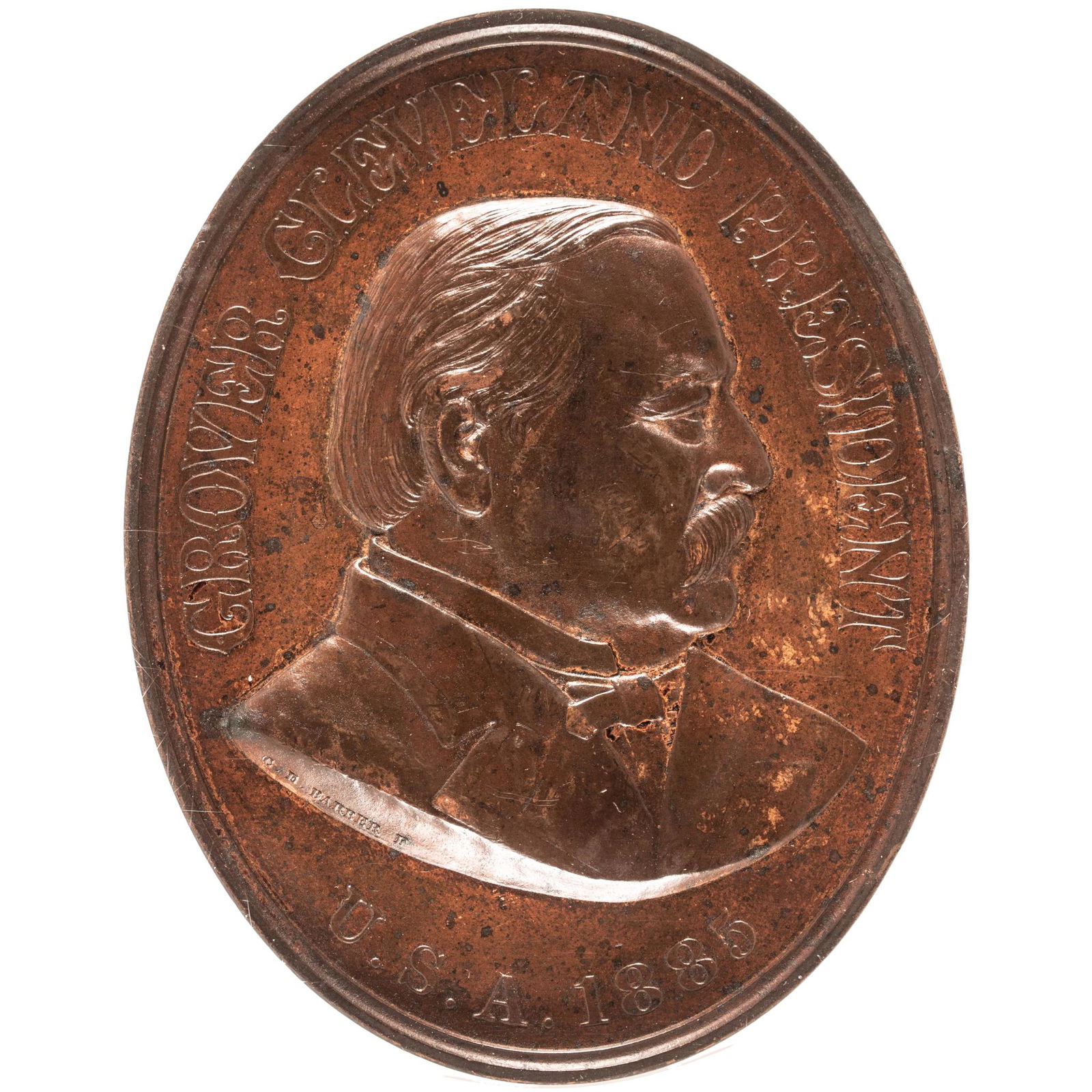 (1885) Oval Grover Cleveland Indian Peace Medal (1 of 4)