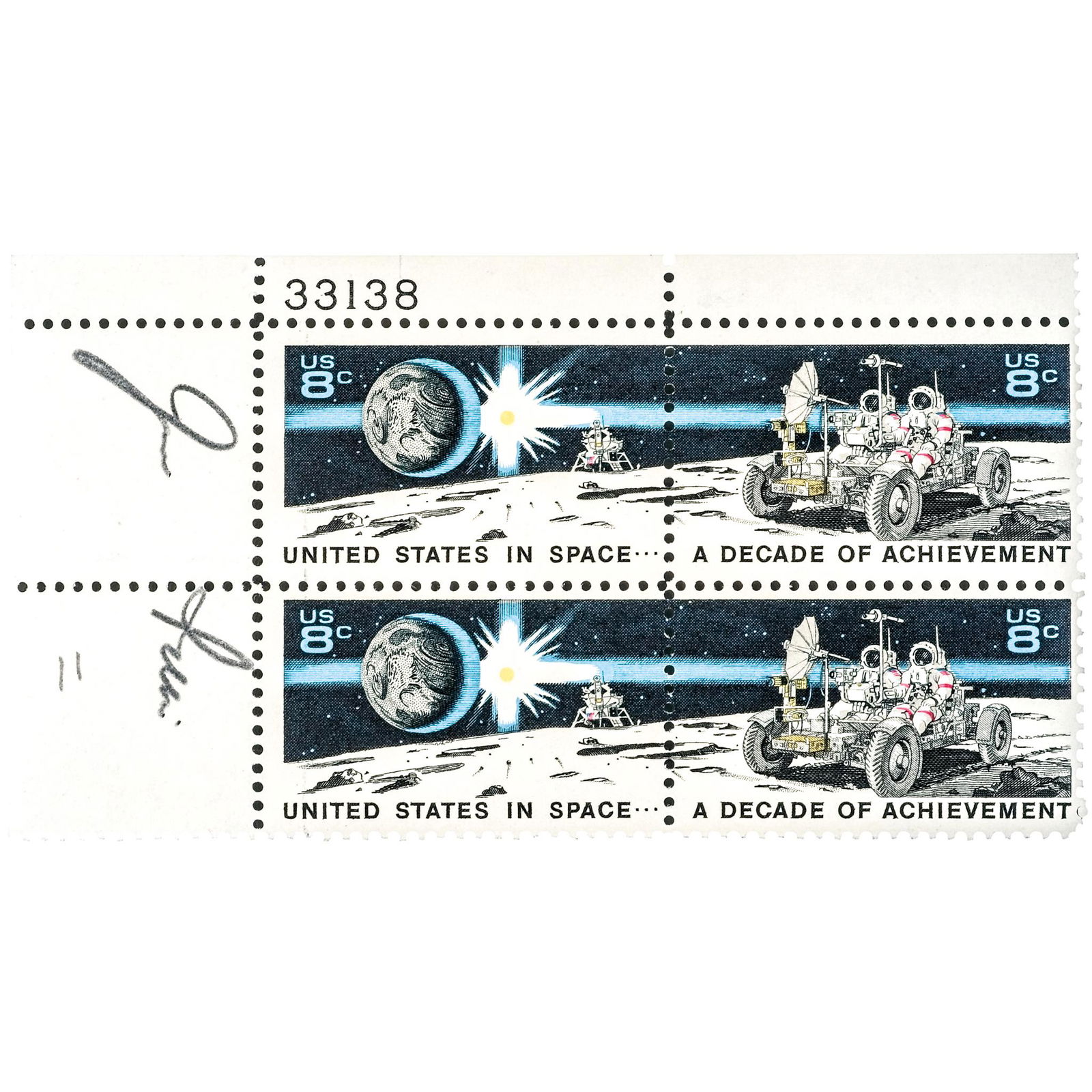 Moonwalker JIM IRWIN Signed, U.S. IN SPACE Stamps (1 of 2)
