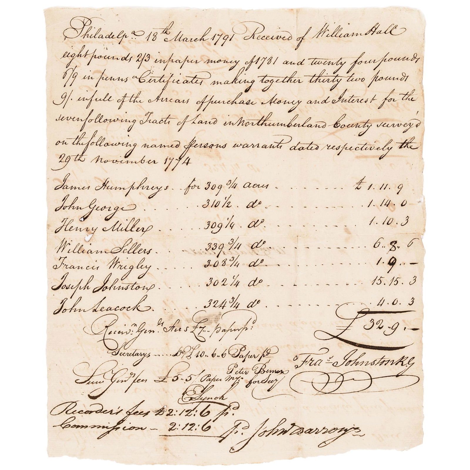 1791 Revolutionary War Colonel Fancis Johnston (1 of 4)