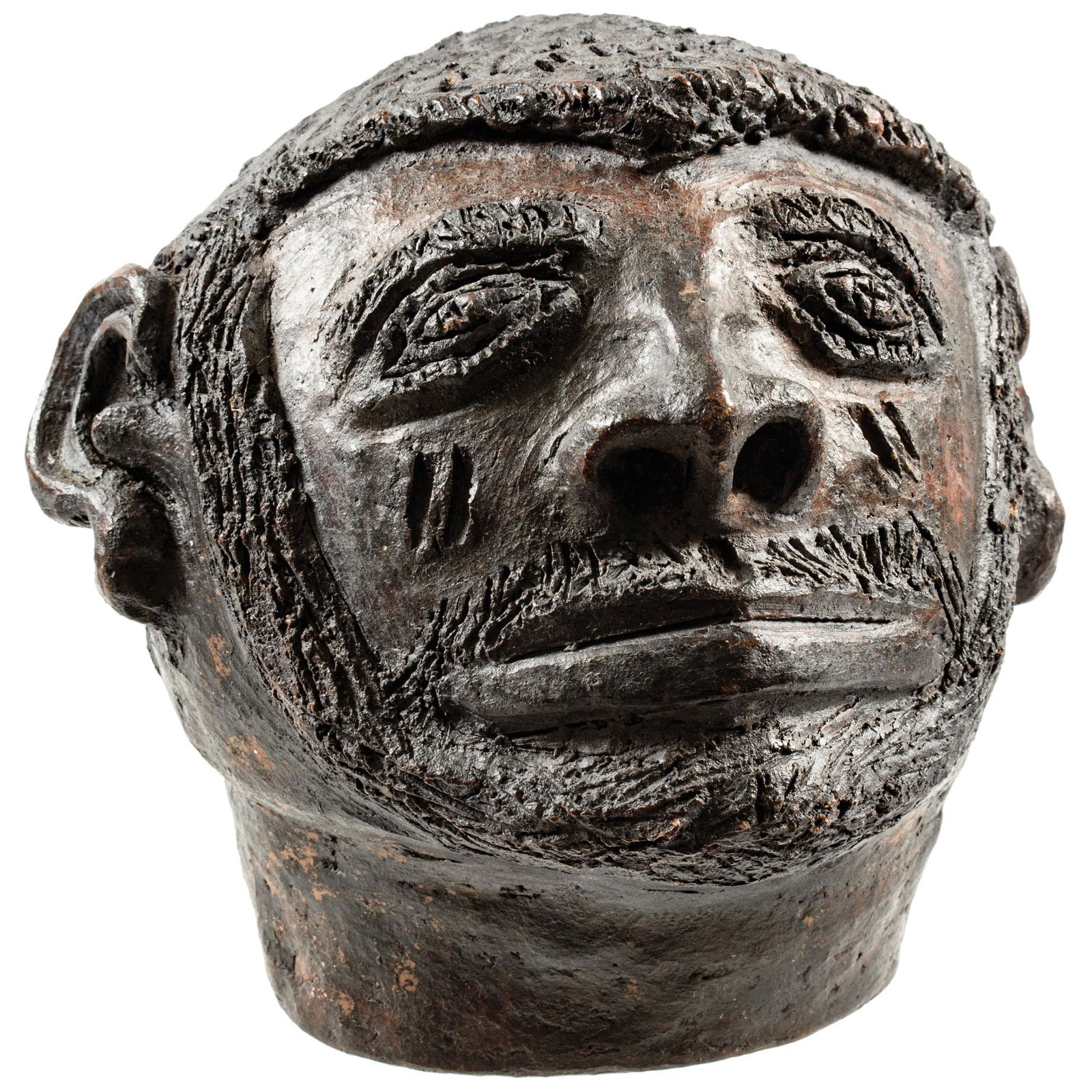 c 1850 African-American Man Folk Art Pottery Head (1 of 6)