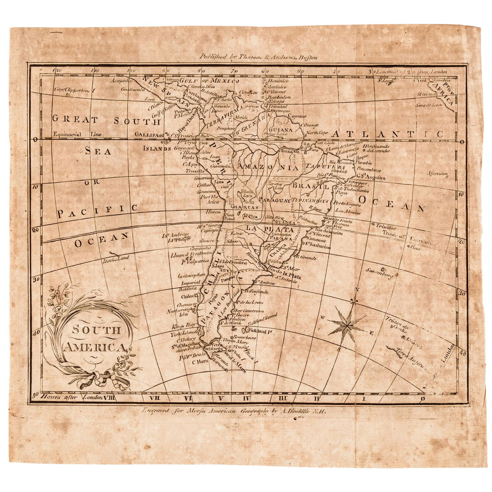 1793 AMOS DOLITTLE Engraved Map of South America (1 of 4)