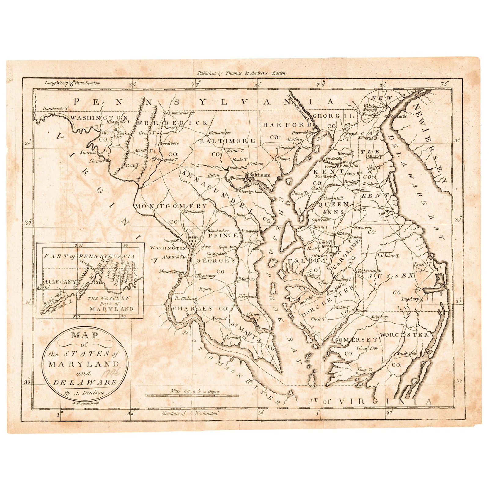 Amos Doolittle Engraved Map: Maryland + Delaware (1 of 4)