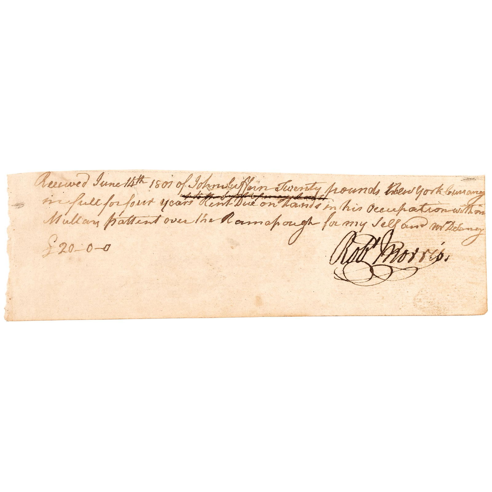 1801 ROBERT MORRIS Signed Receipt w/Sharp Delaney (1 of 3)