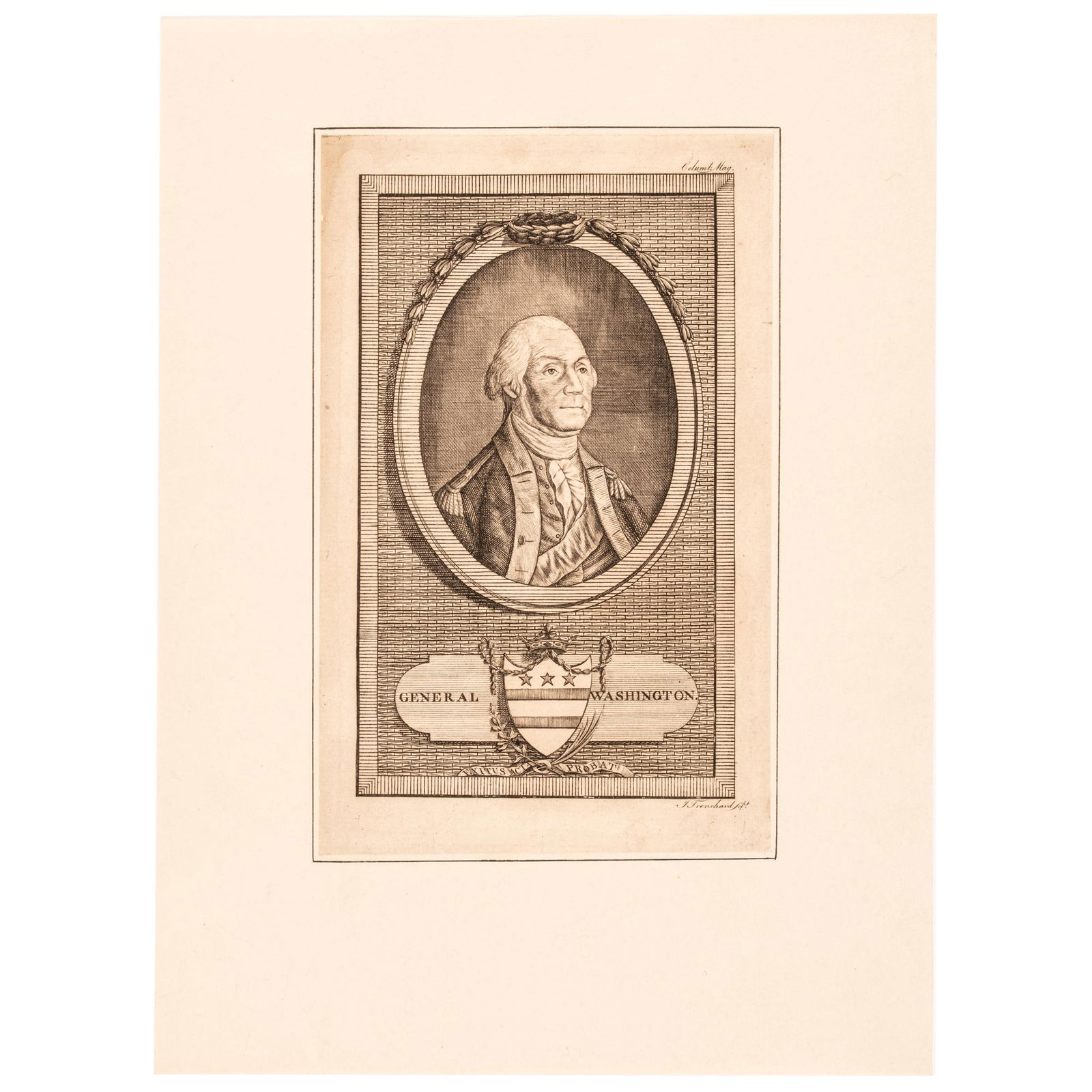 c. 1787 Print of General Washington by Trenchard (1 of 2)