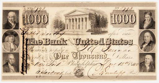 212 1840 1 000 The Bank Of United States Note