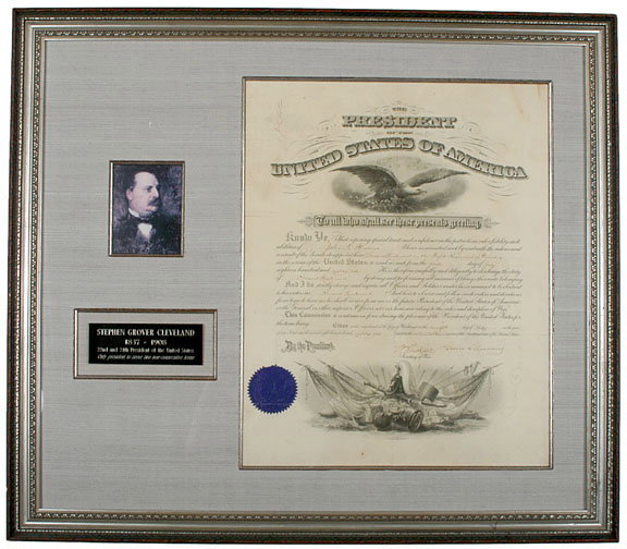 GROVER CLEVELAND, Ornate Document Signed, 1886