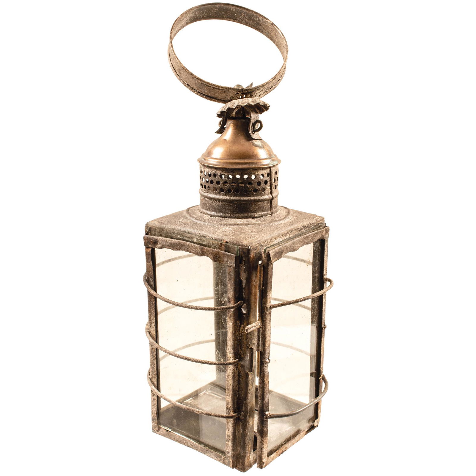 c. 1795 Rare Wire Protected American Tin Lantern (1 of 2)