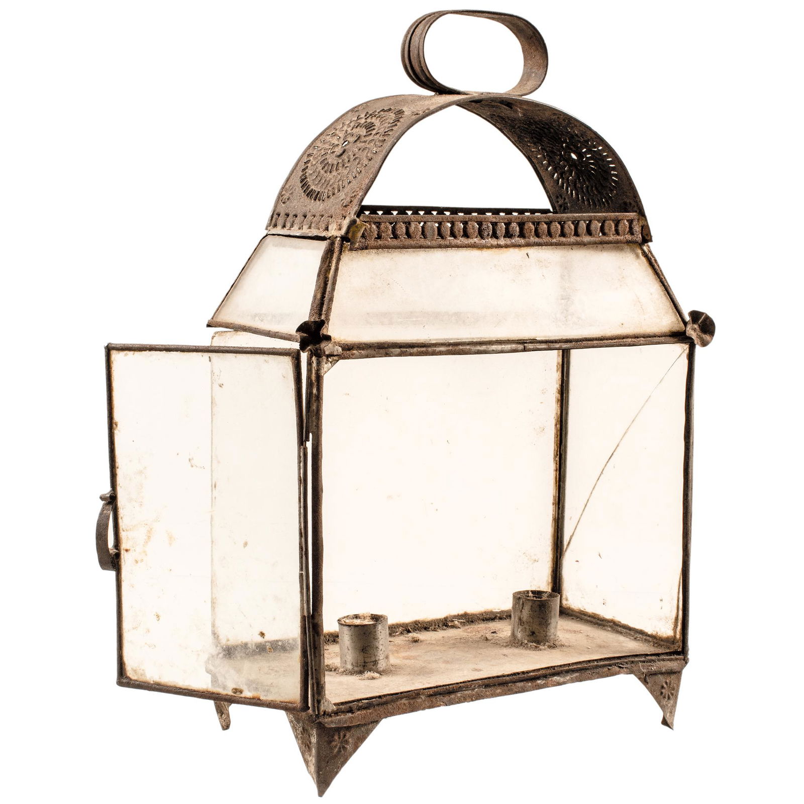 c. 1800 Large Rectangular Tin Double Candle Lantern (1 of 2)