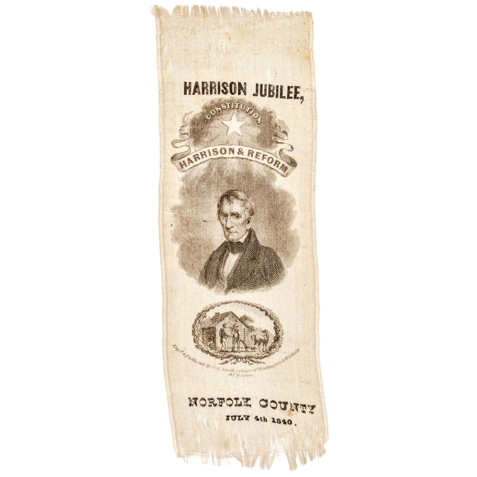 1840 HARRISON Presidential Campaign Silk Ribbon (1 of 2)