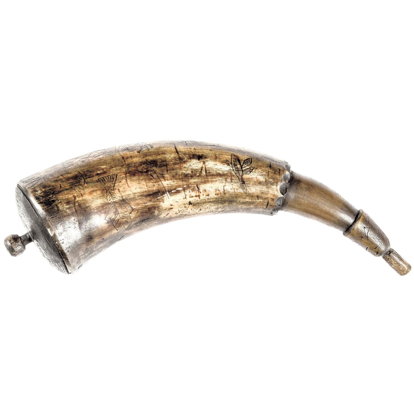 Colonial American Engraved Decorated Powder Horn (1 of 4)