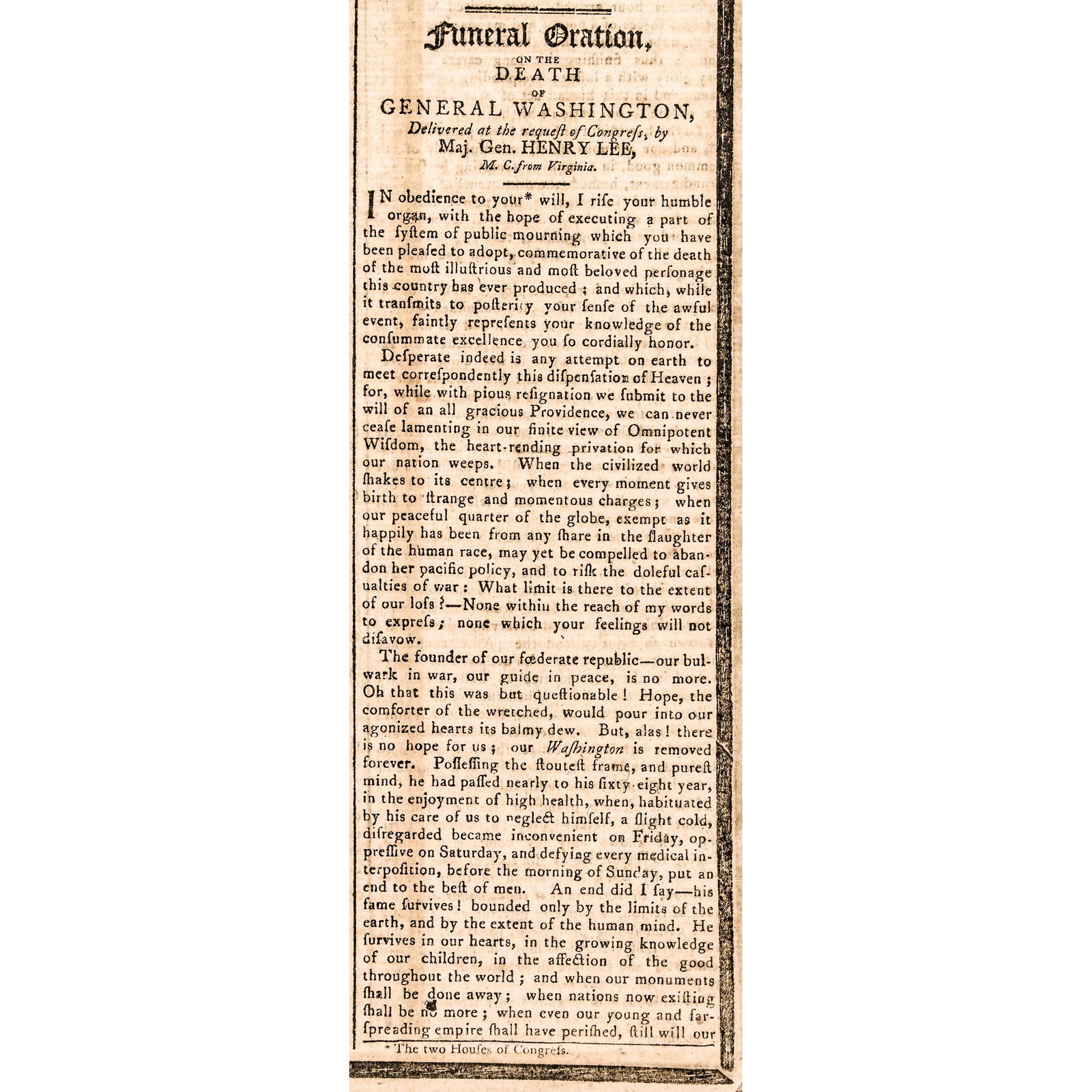 January 1800 GEORGE WASHINGTON Memorial Newspaper (1 of 10)