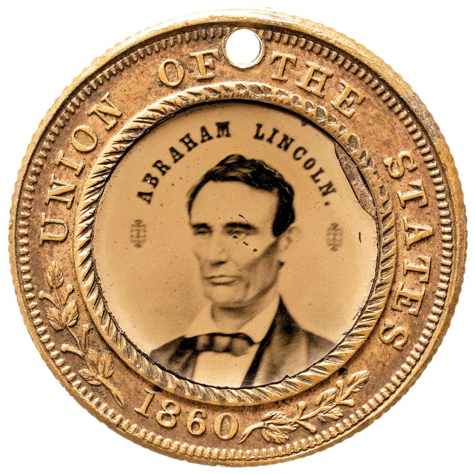 Rare 1860 Lincoln and Hamlin Campaign Ferrotype with Very Rare Rim Type (1 of 2)