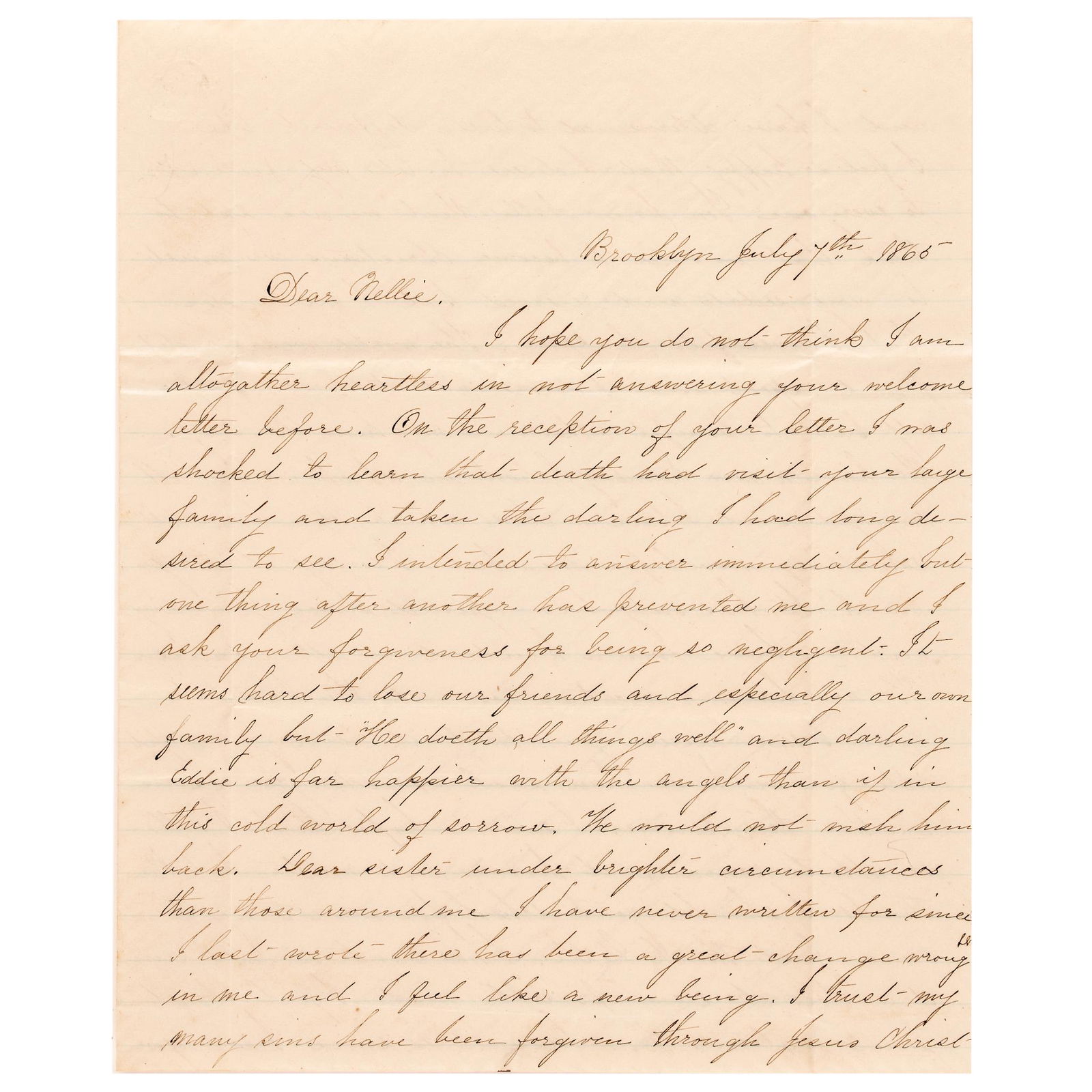 July 7, 1865 Letter Written the Very Day the Lincoln Conspirators were Hung Regarding the Execution (1 of 4)