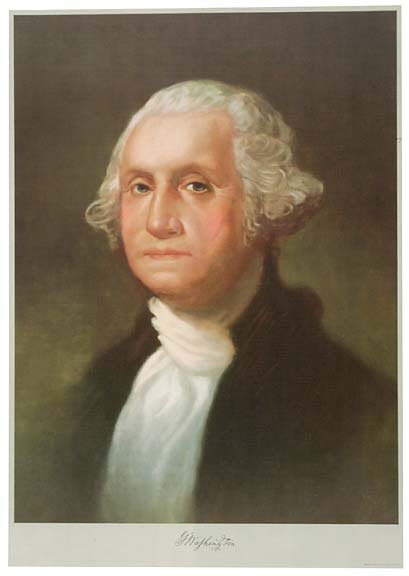 c.1932 Color Litho of G. Washington: Wonderful George Washington Lithograph c. 1932, Color Lithograph of George Washington, After the Painting by Gilbert Stuart, Edwards & Deutsh Litho Co., Chicago, Illinois, Mint. 23.5” x 17.5&rdq