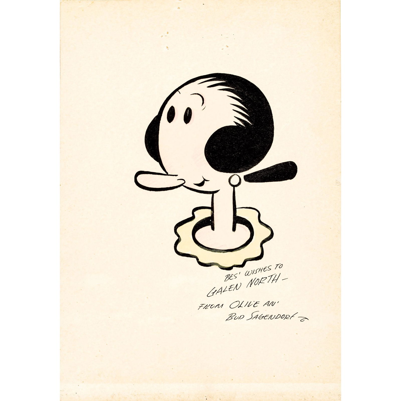 BUD SAGENDORF Signed Olive Oyl Popeye Cartoon Art (1 of 2)