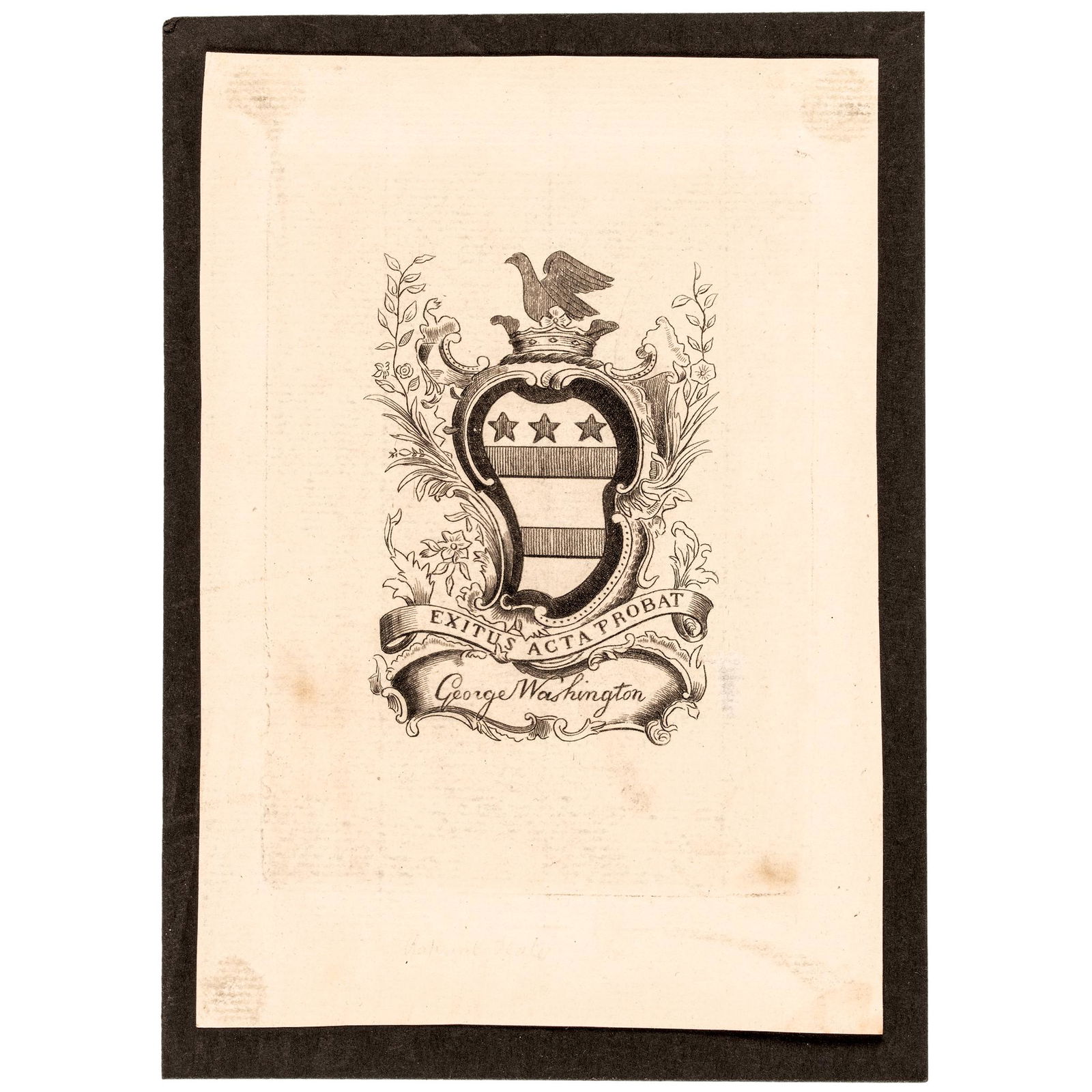 c. 1863 (Documented), Scarce George Washingtons Bookplate Early Engraved Forgery on Laid Paper (1 of 2)
