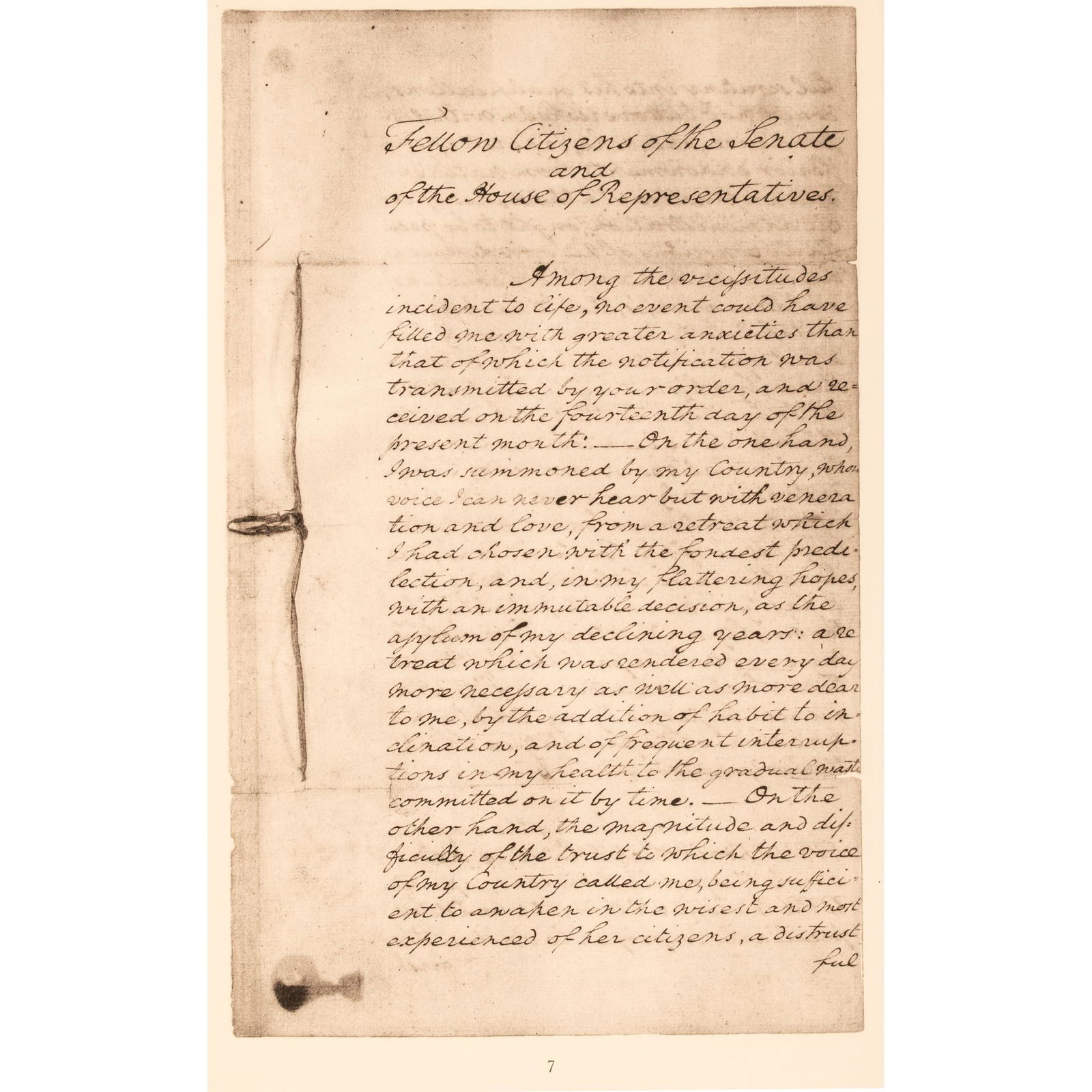 1952 George Washingtons Inaugural Address of 1789, National Archives Facsimile (1 of 4)