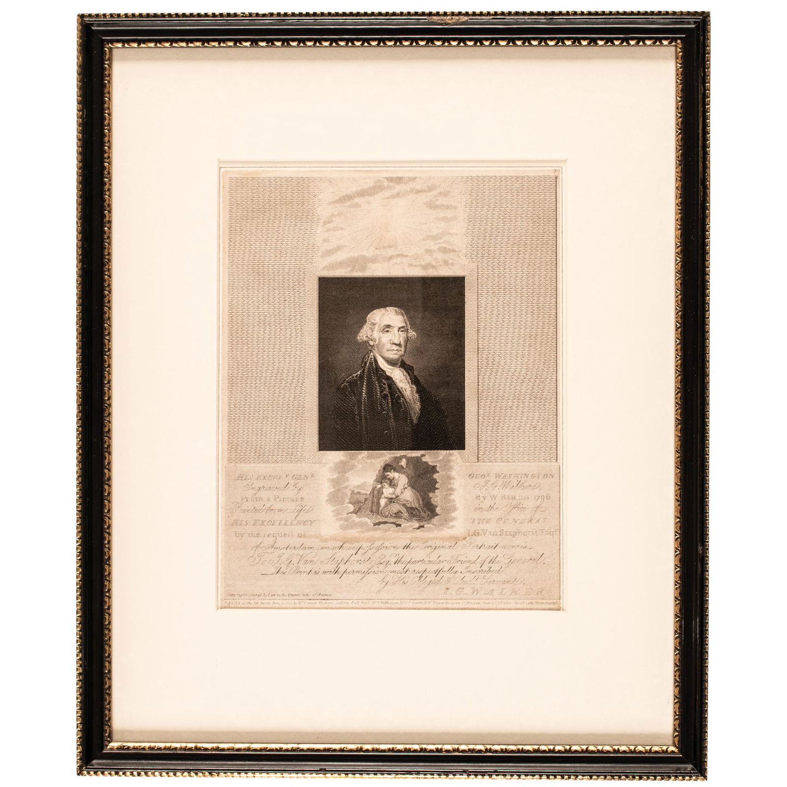 1800-Dated Rare Engraving of General George Washington, Ex: Goodspeeds Bookshop, Boston Framed (1 of 5)