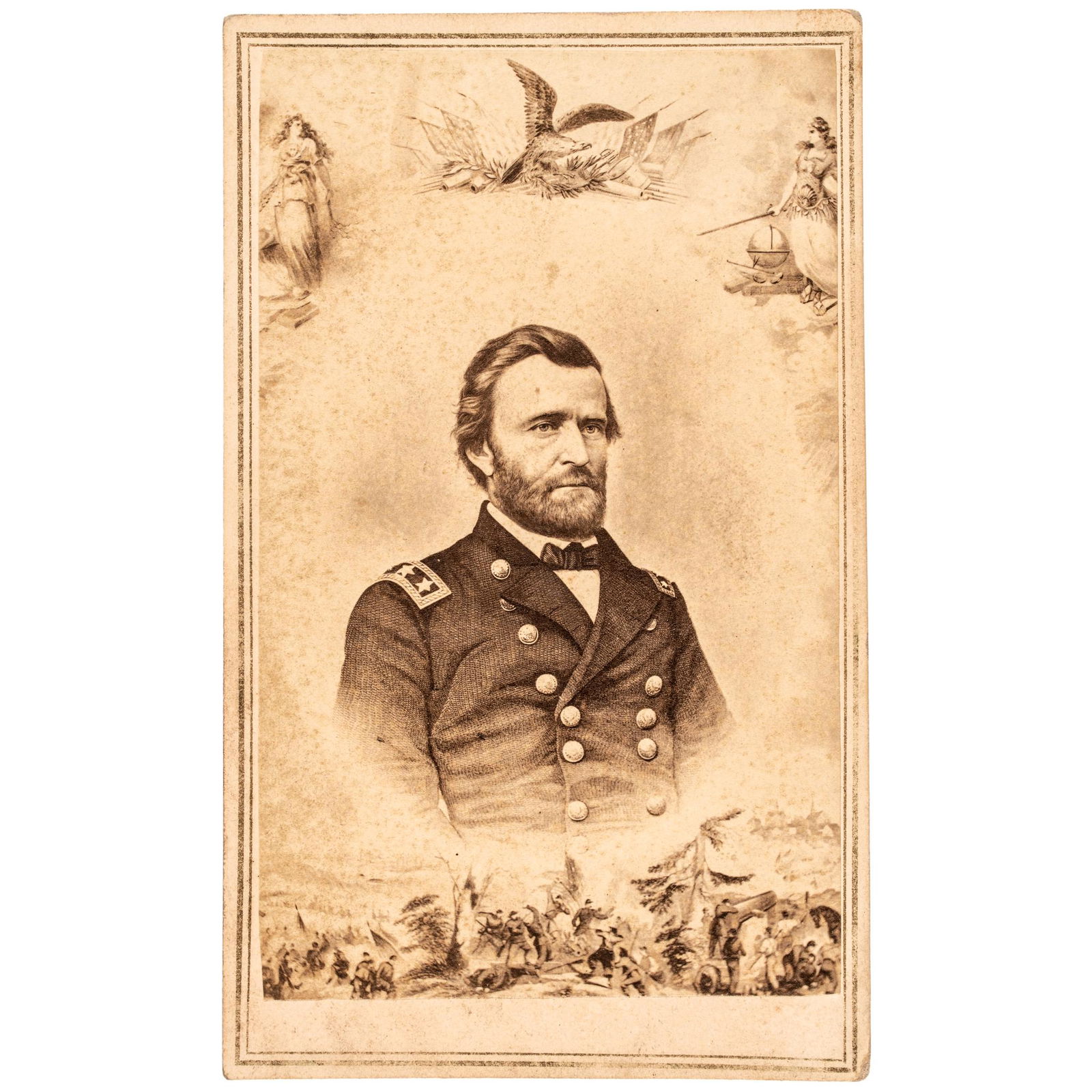 c. 1863 Patriotic Civil War Carte de Visite Photo of General U.S. Grant from Springfield, Mass. (1 of 2)