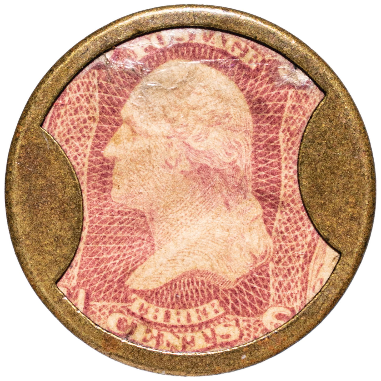 1862 Civil War Encased Postage Stamp Currency 3, NORTH AMERICAN LIFE INSURANCE, Straight INSURANCE (1 of 2)