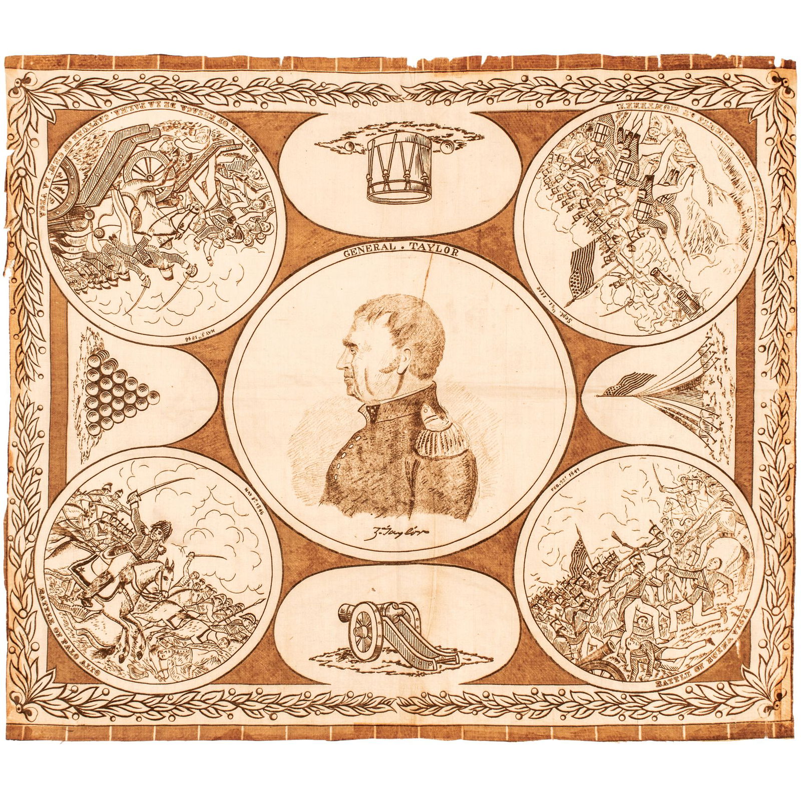 1848 General Zachary Taylor Mexican-American War Textile Threads of History listed as No. 210 (1 of 2)