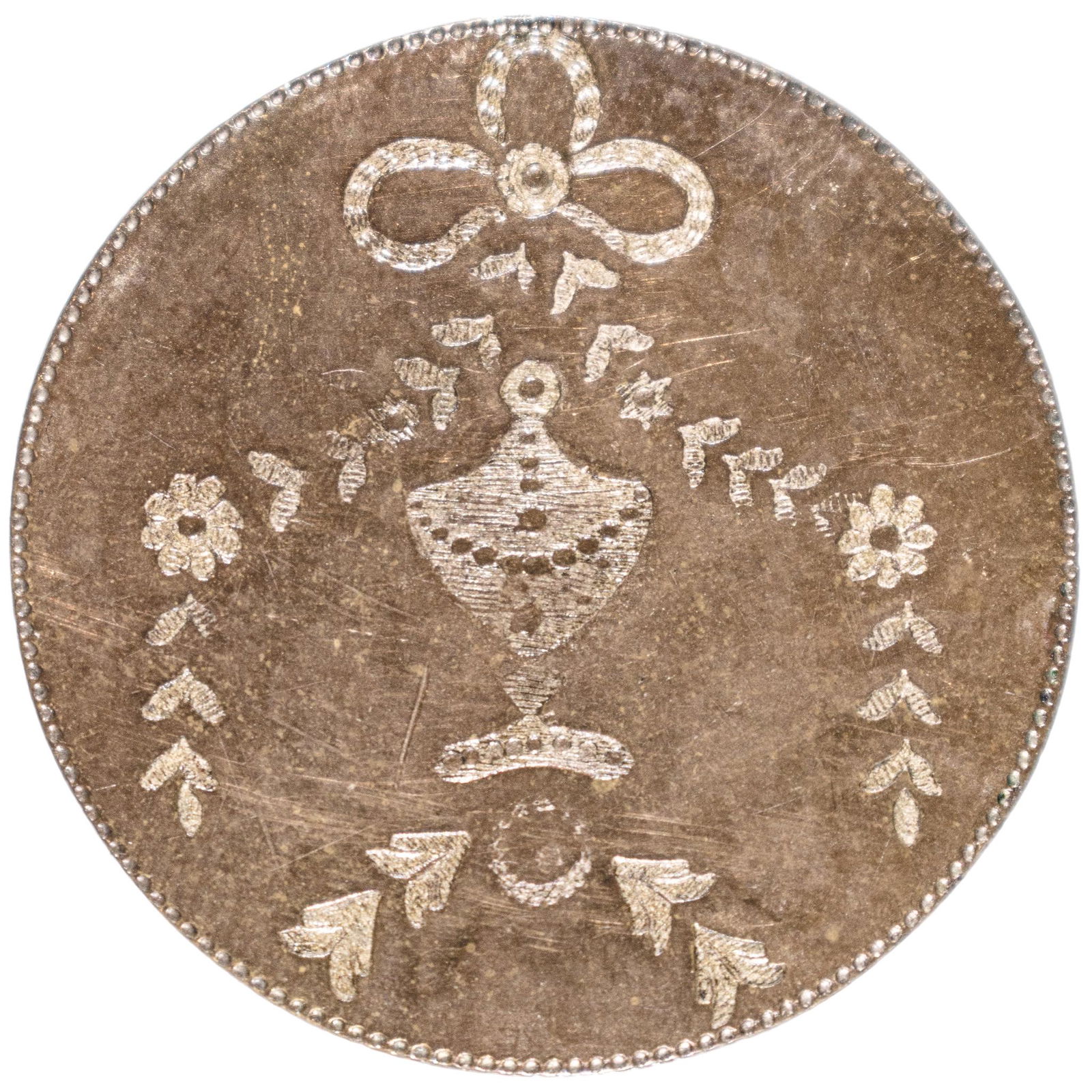 c 1800 George Washington Memorial Period Mourning Button Copper Silvered Reverse with Original Shank (1 of 2)