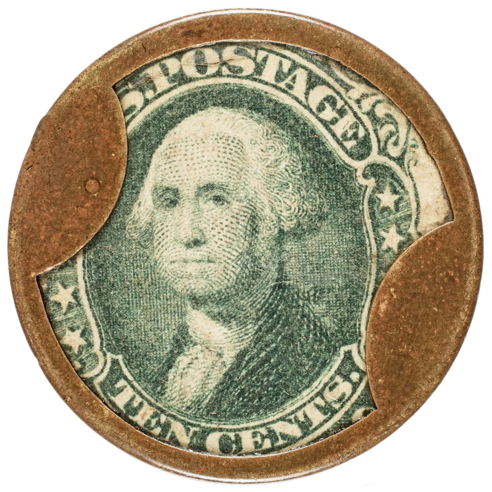 Encased Postage Stamp 10 ELLIS McALPIN + CO. Rated as Rarity-5 (21 to 30 known) (1 of 2)