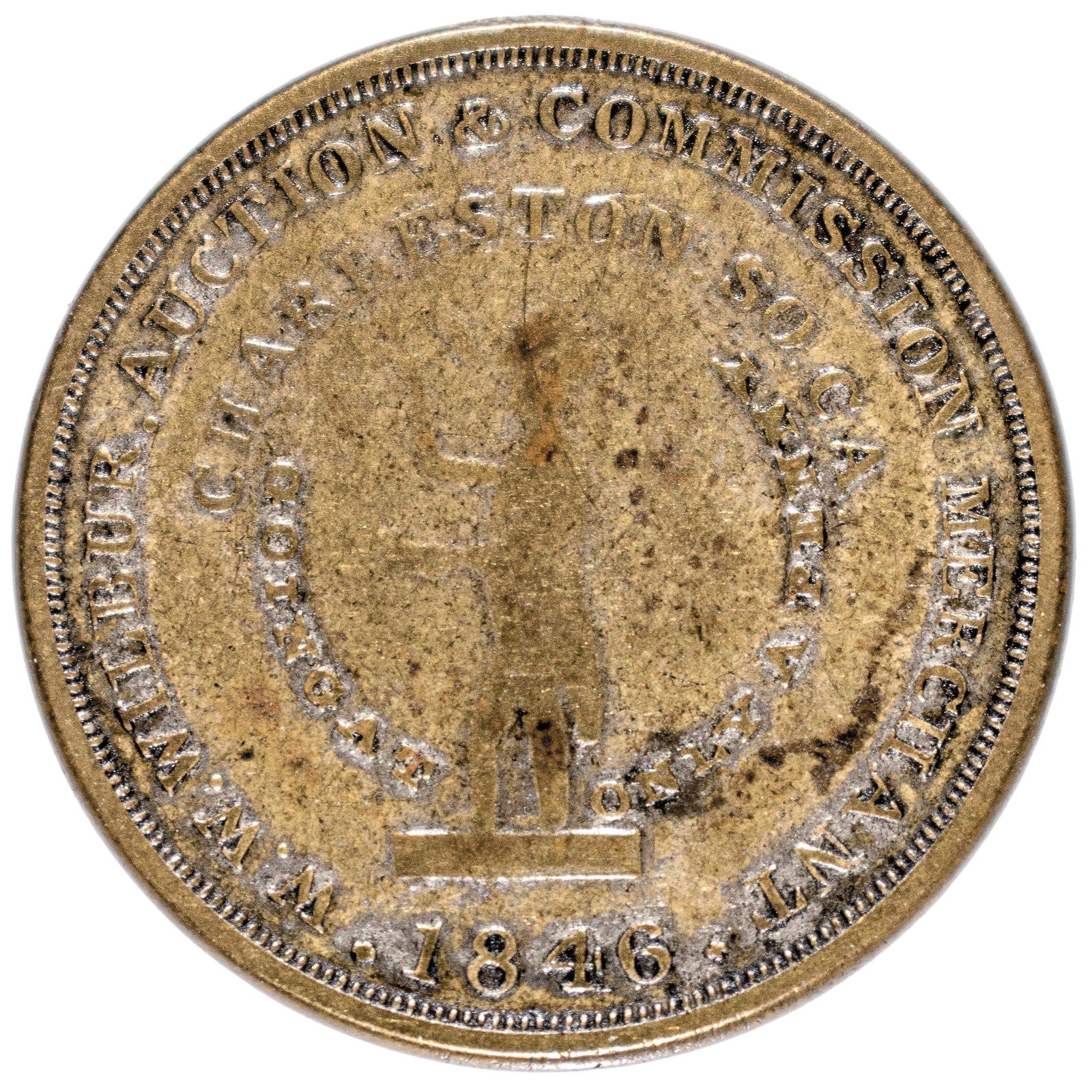 1846 Black History, Charleston, South Carolina, Slave Auctioneer and Merchant Token Silvered Rarity (1 of 2)